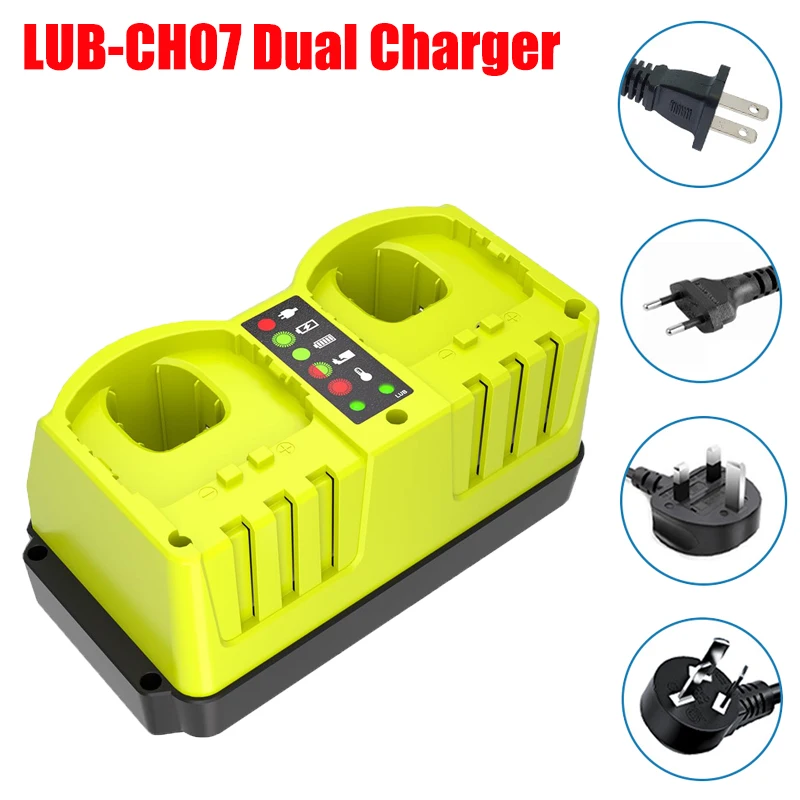 デュアル充電器急速充電器リョービ-18-20v-ニッケル電池に対応スマート-led-インジケーターライト-p117-電動工具アクセサリー