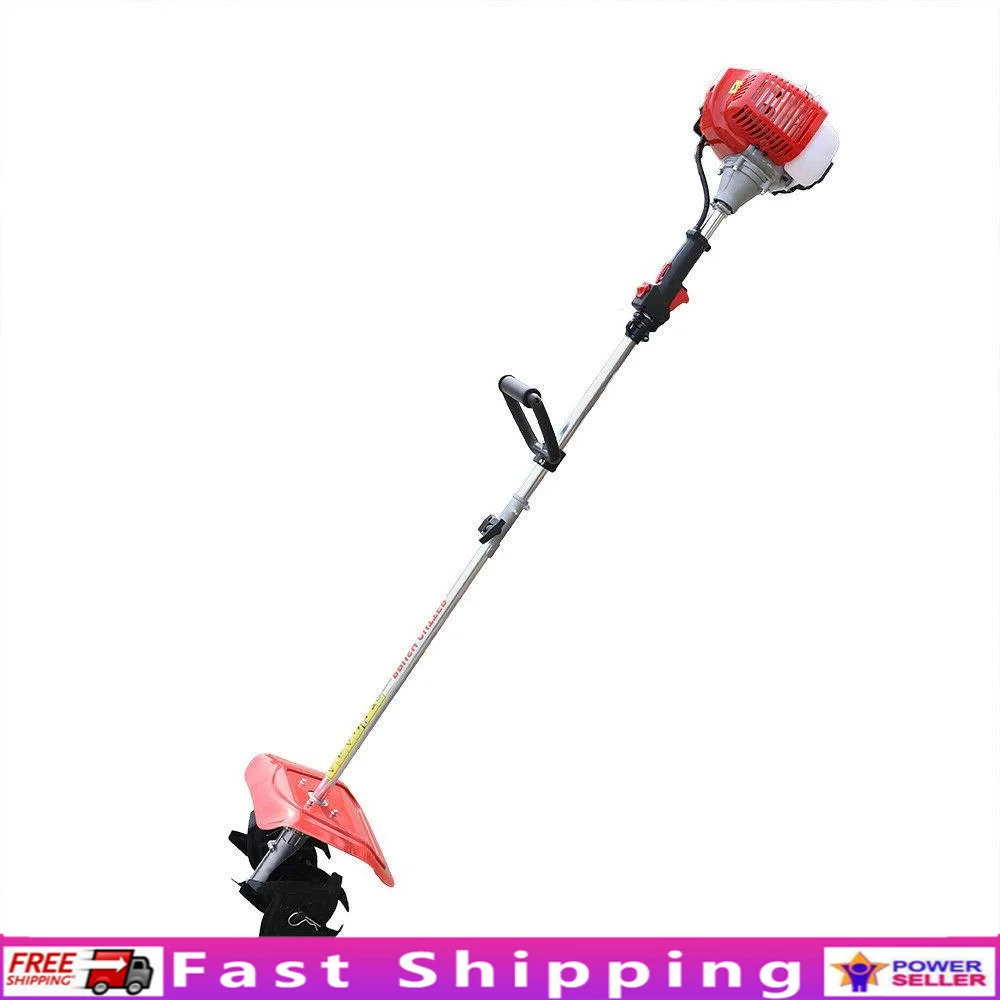 Garden Tiller Cultivator 43CC Gasoline Powered Lightweight 2 Stroke 4 Blades Weed Removal Tool High Efficiency Soil Cultivation