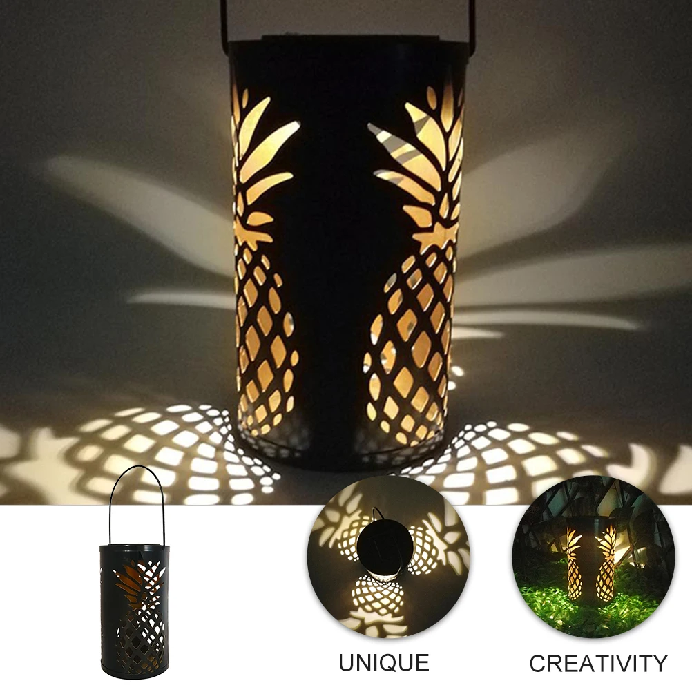 

Solar Lanterns Garden Iron Hollow Hanging Lights Pineapple Pattern Outdoor Decorative Solar Lights For Porch Yard Pergola