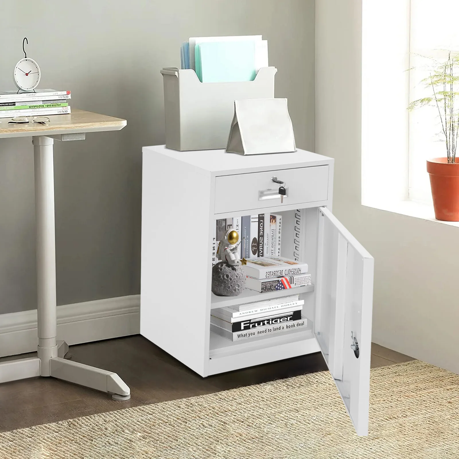Storage Cabinet with Lock, under Desk Office Cabinet, Vertical File Cabinet