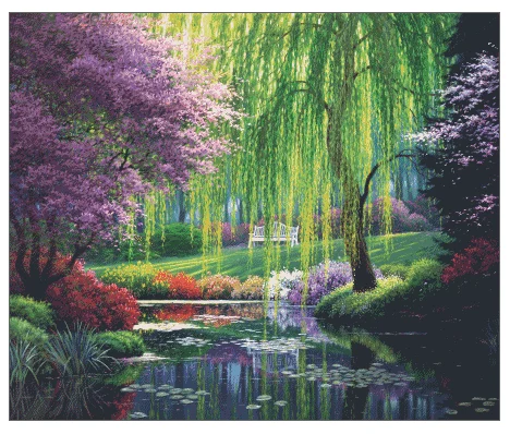 

Spring Lakeside Scenery Dusk 16CT 14CT Unprinted Top Quality Cross Stitch Kits Embroidery Art DIY Handmade Needlework Home Decor