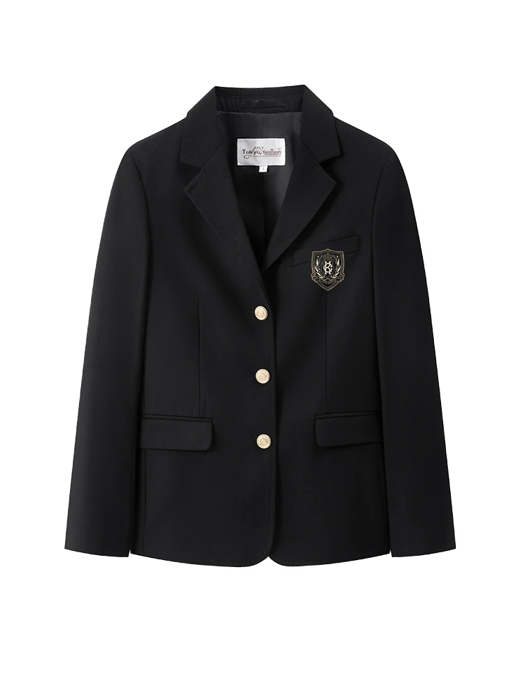 Original JK Uniform Blazer for Girls' School for College Style Suit Jacket Black Brown Loose Single Breasted Solid Color Coat