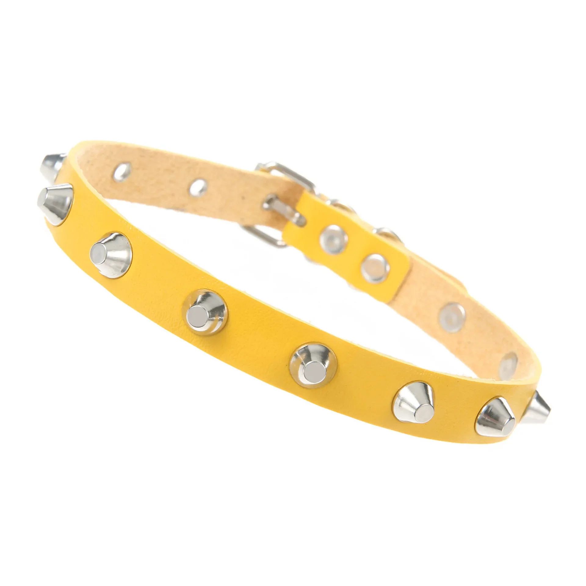 Punk Gothic Harajuku Personality Simple Retro Rivets Multicolored Leather Stainless steel Necklace Clavicle chain