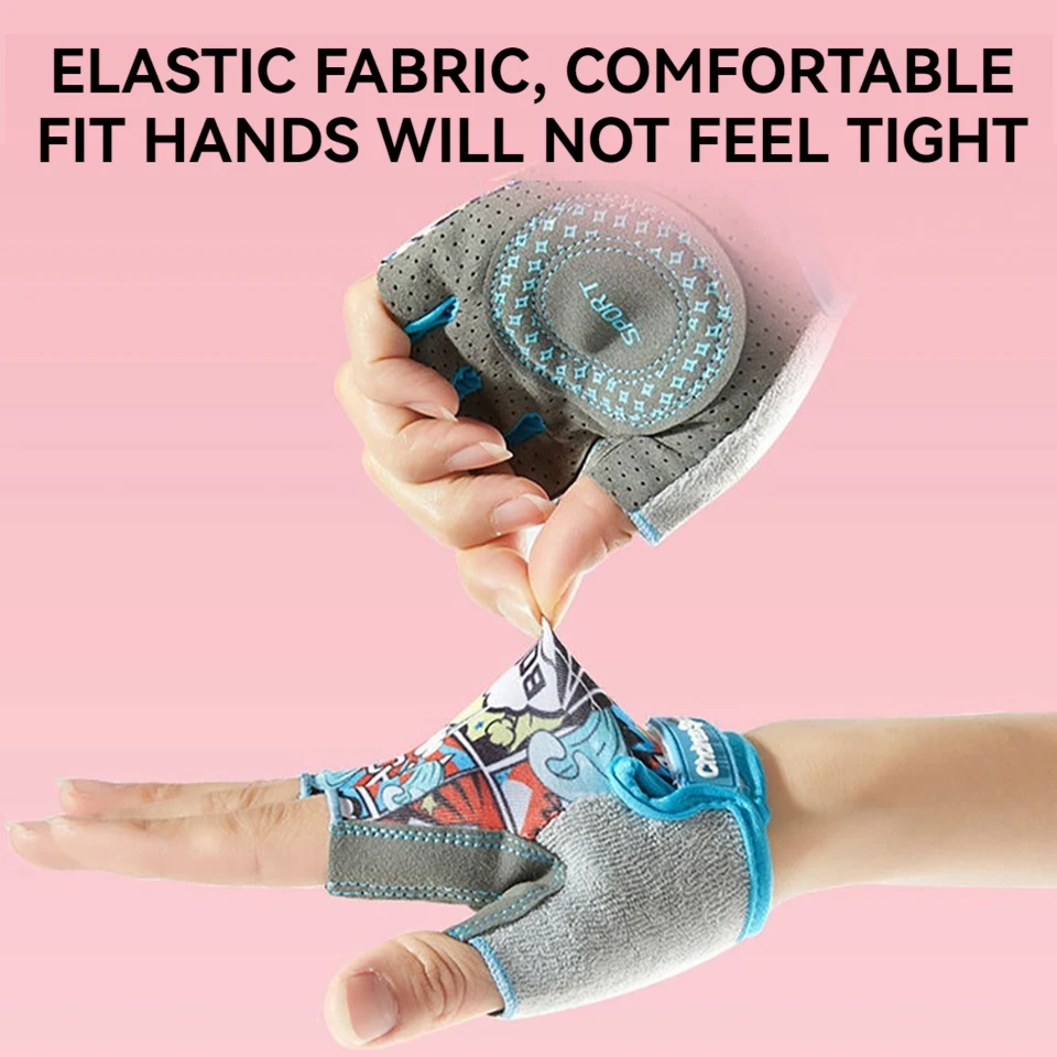 KoKossi Children's Sports Riding Gloves Half Finger Breathable Sweat Absorbing Anti Slip Boy Girl Training Exercise Protection