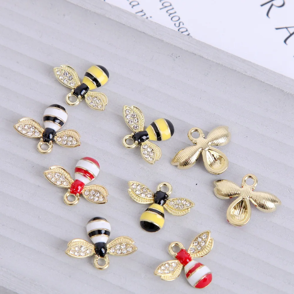 Enamel Bee Charm for Jewelry Making Cute Earring Pendant Bracelet Necklace Charms Diy Design Charms C