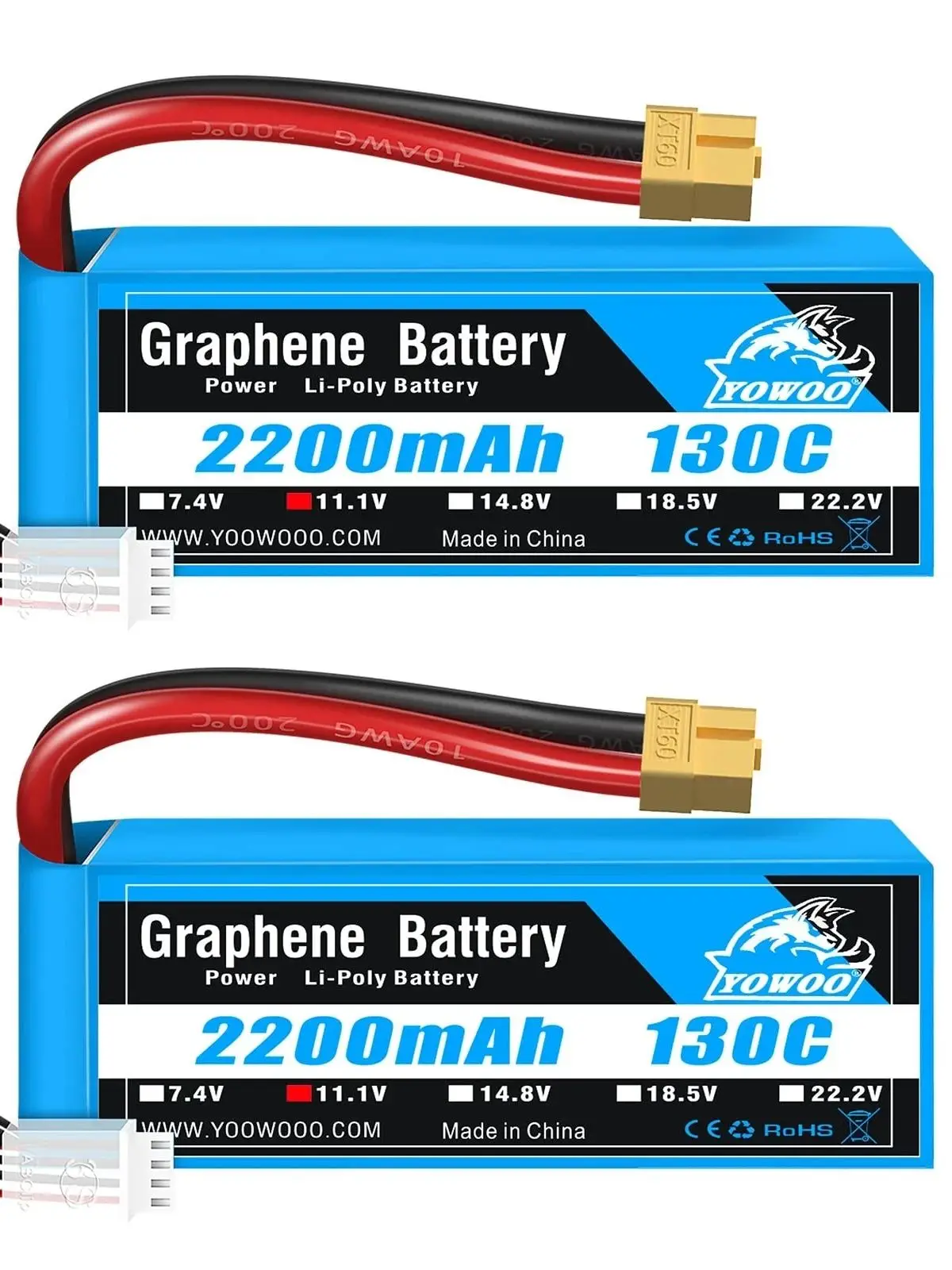 YOWOO Graphene 2200mah 2S 3S 4S 6S Lipo Batterie 7,4V 11,1V 14,8V 22,2V XT60 130C RC Flugzeug Auto