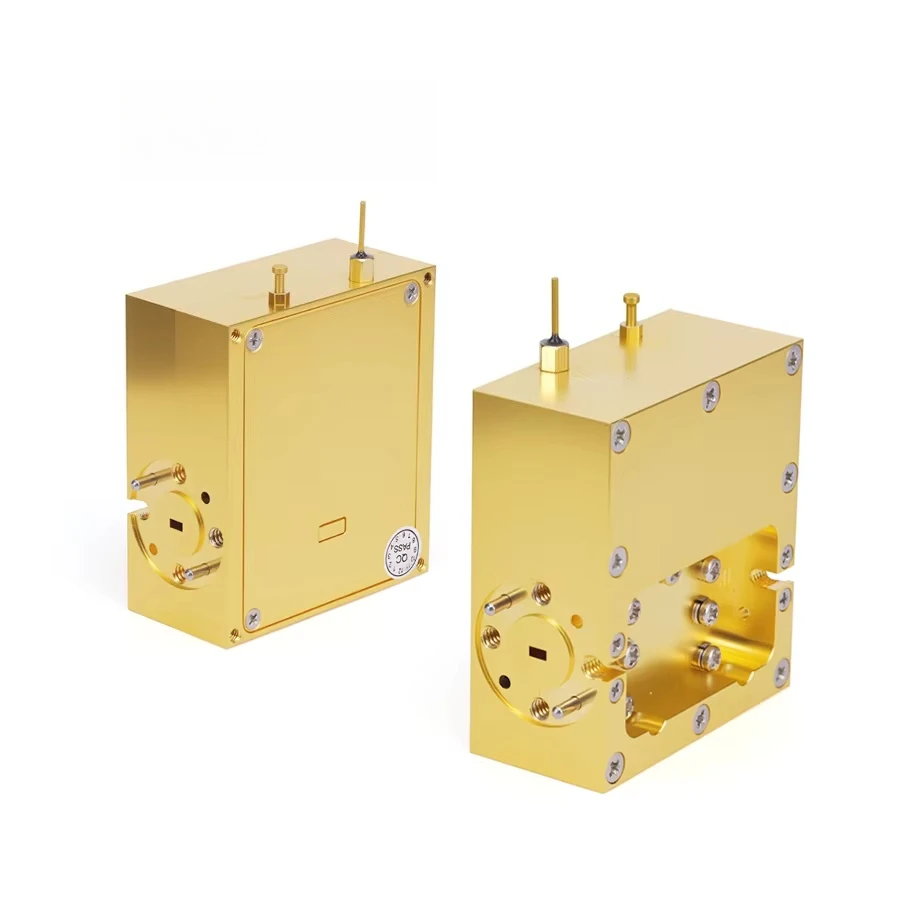 WR10 16dB Gain 20dBm Psat 75-110GHz 50 Ohm Coaxial Connector Power Amplifier (PA) Low Noise Figure Gold Plated