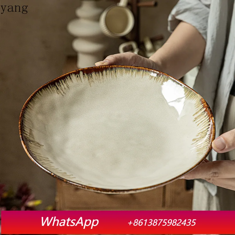 

LTT irregular deep plate retro salad plate kiln-changed ceramic rice plate
