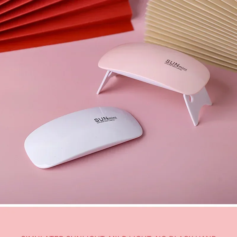 6w mini USB Interface UV LED Portable Nail Dryer, White Pink Nail Lamp, Polish Varnish Curing Machine