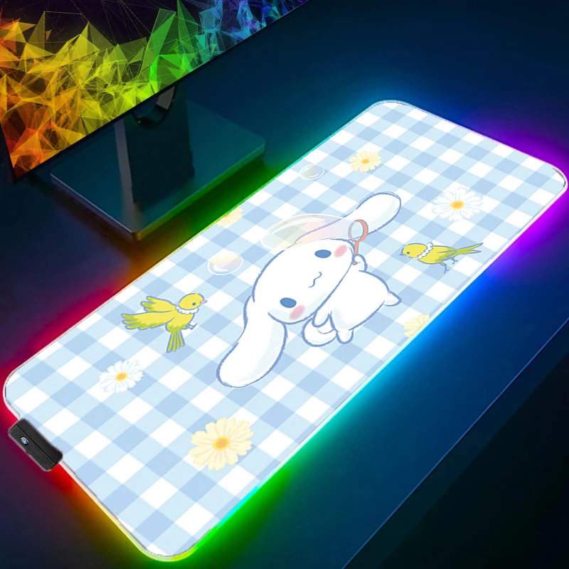 

RGB Mouse Pad C-cinnamoroll Lockedge Backlight Gaming Accessories Computer Gamer Keyboard Anime LED Mouse Mat Desk Mousepad