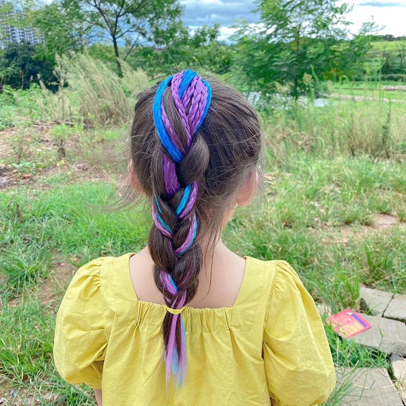 1PC nuove ragazze parrucche colorate coda di cavallo accessori per capelli per bambini fascia per capelli ornamento per capelli fasce elastici fasce