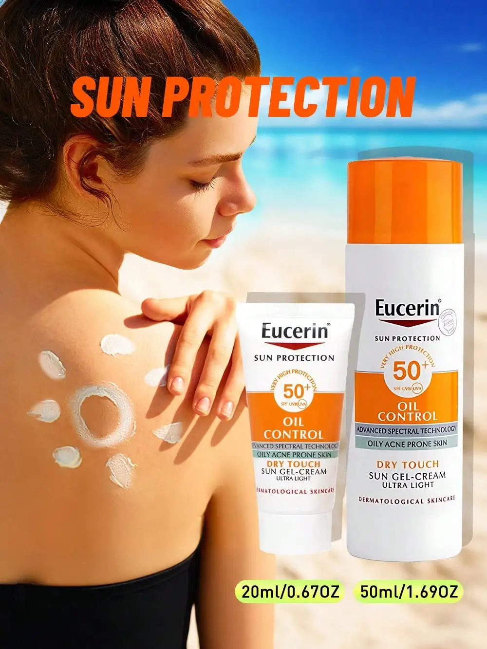 Protector Solar Facial Eucerin Oil Control SPF50+, Refrescante, Mate, No Grasoso, Control de Grasa, Protección UV para Piel Grasa y Propensa al Acné