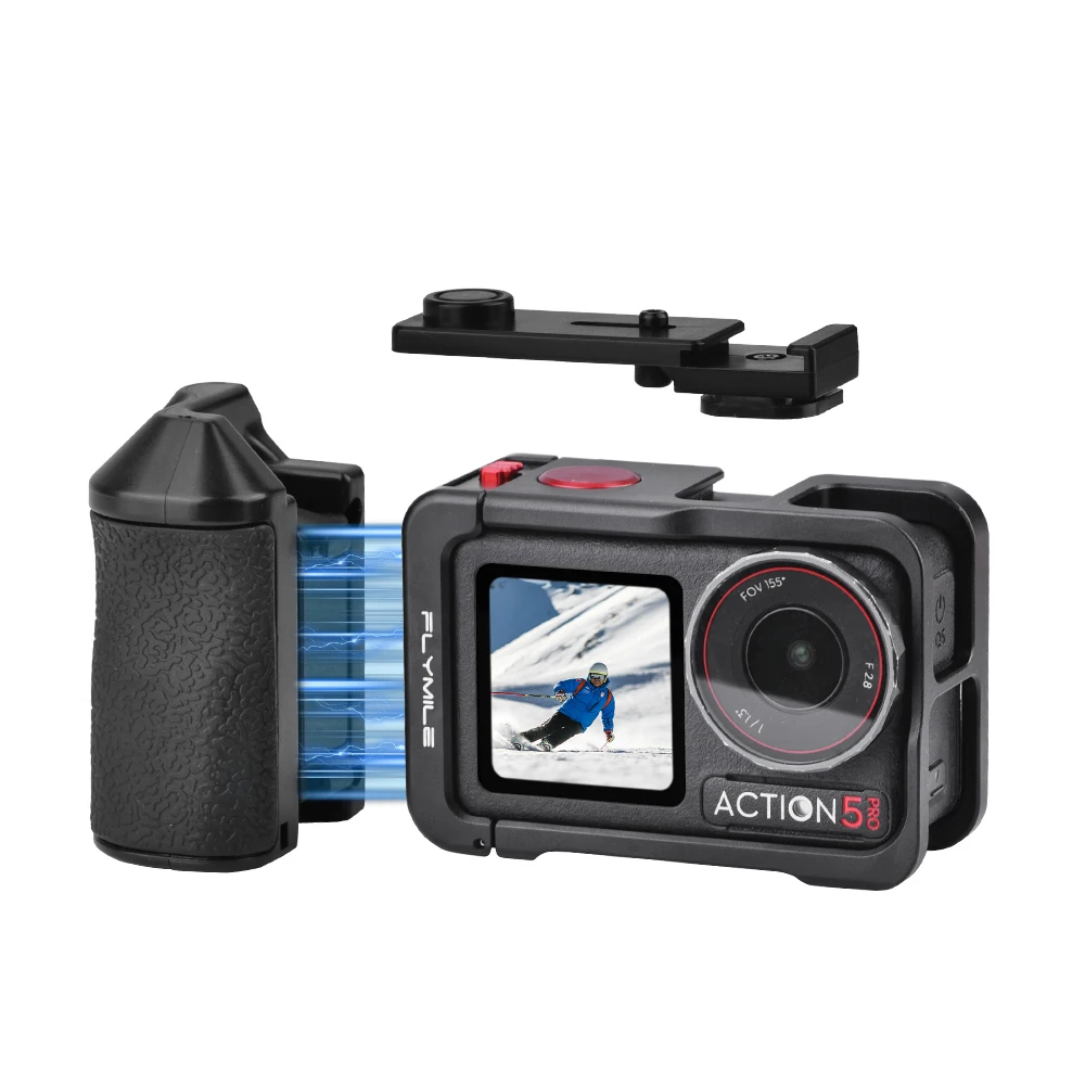 

Shutter Grip for DJI ACTION 3/4/5 PRO Action Camera ABS Handle Street Photography Essential Accessory Black Blue Pink