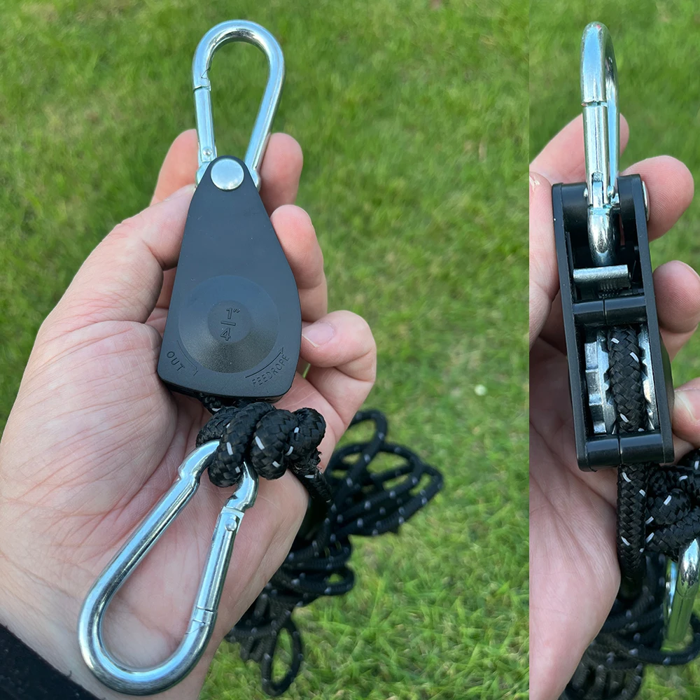 1pc 6mm 5m Outdoor Reflective Camping Tent Rope Tie Down Fastener Fixed Buckle Pulley Tensioner Ratchet Hangers Awning Wind Rope