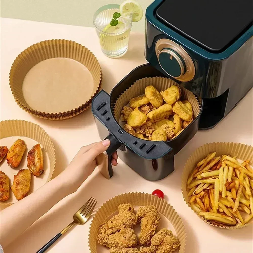 50/30 Stück Küchenzubehör Luftfritteuse Papier Küchenutensilien Einweg quadratisch rund Gebäckformen BBQ Platte Antihaft-Pad – Detail 2