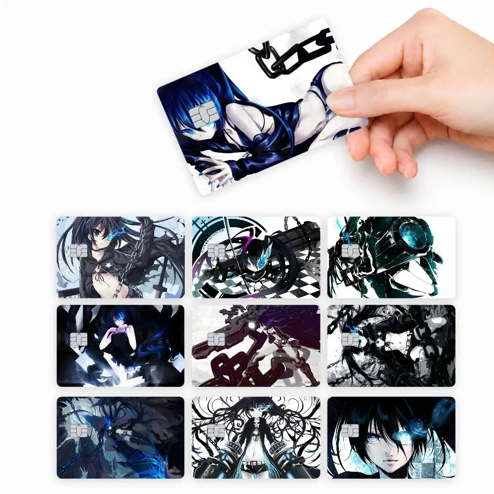 Anime Black Rock Shooter   4pcs Credit Card Skin Stickers Suitable for Bank Debit Subway Bus Transit Pass Decorative Cover