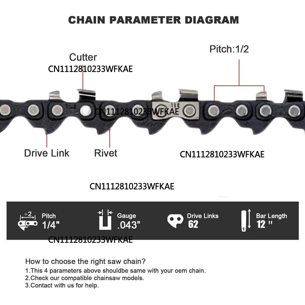 1-4Pcs Chainsaw Chain 12 Inch 1/4