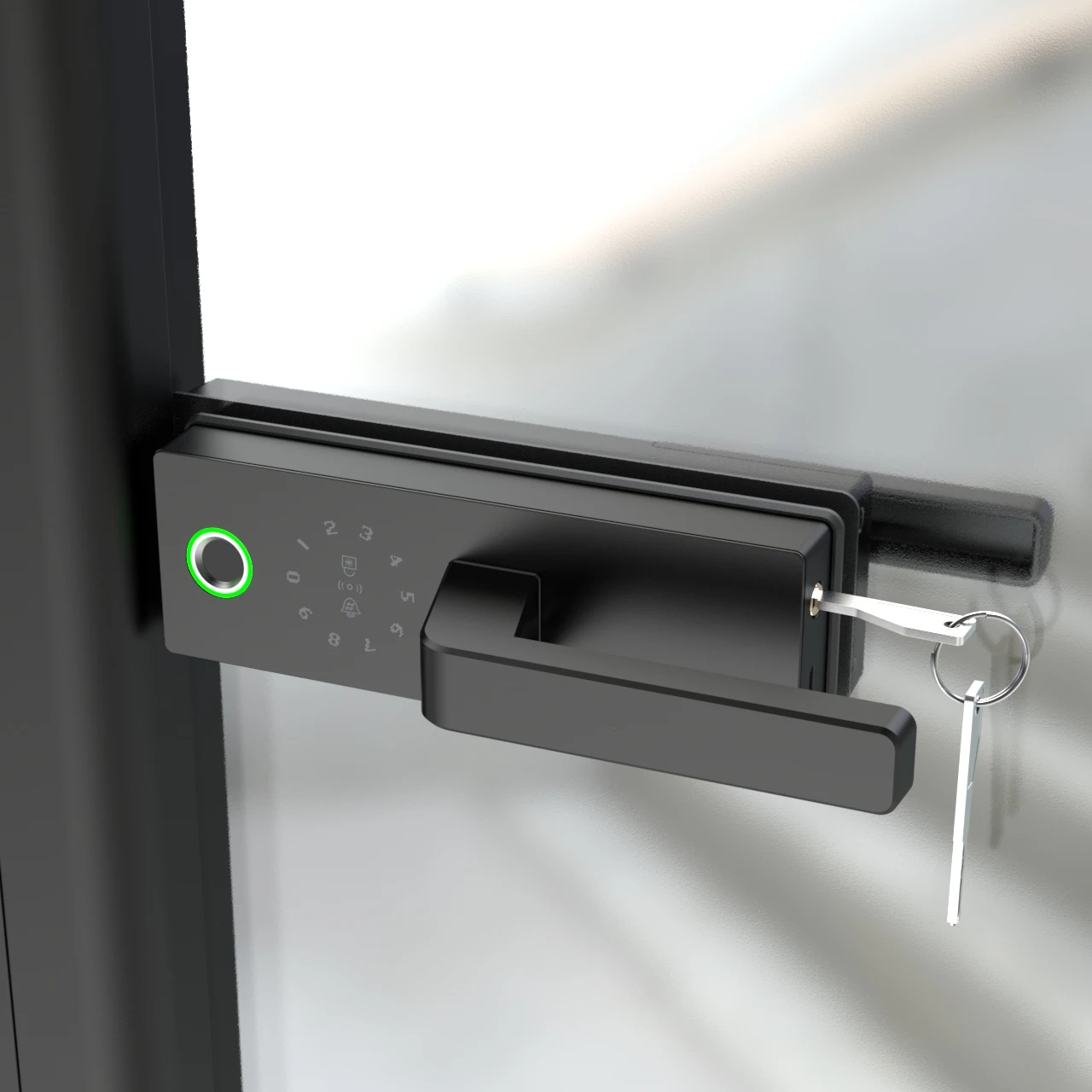 New Arrival Tuya Smart Office Security Push Inside Glass Partition Door Lock With Fingerprint, Password, Card and Keys to Unlock