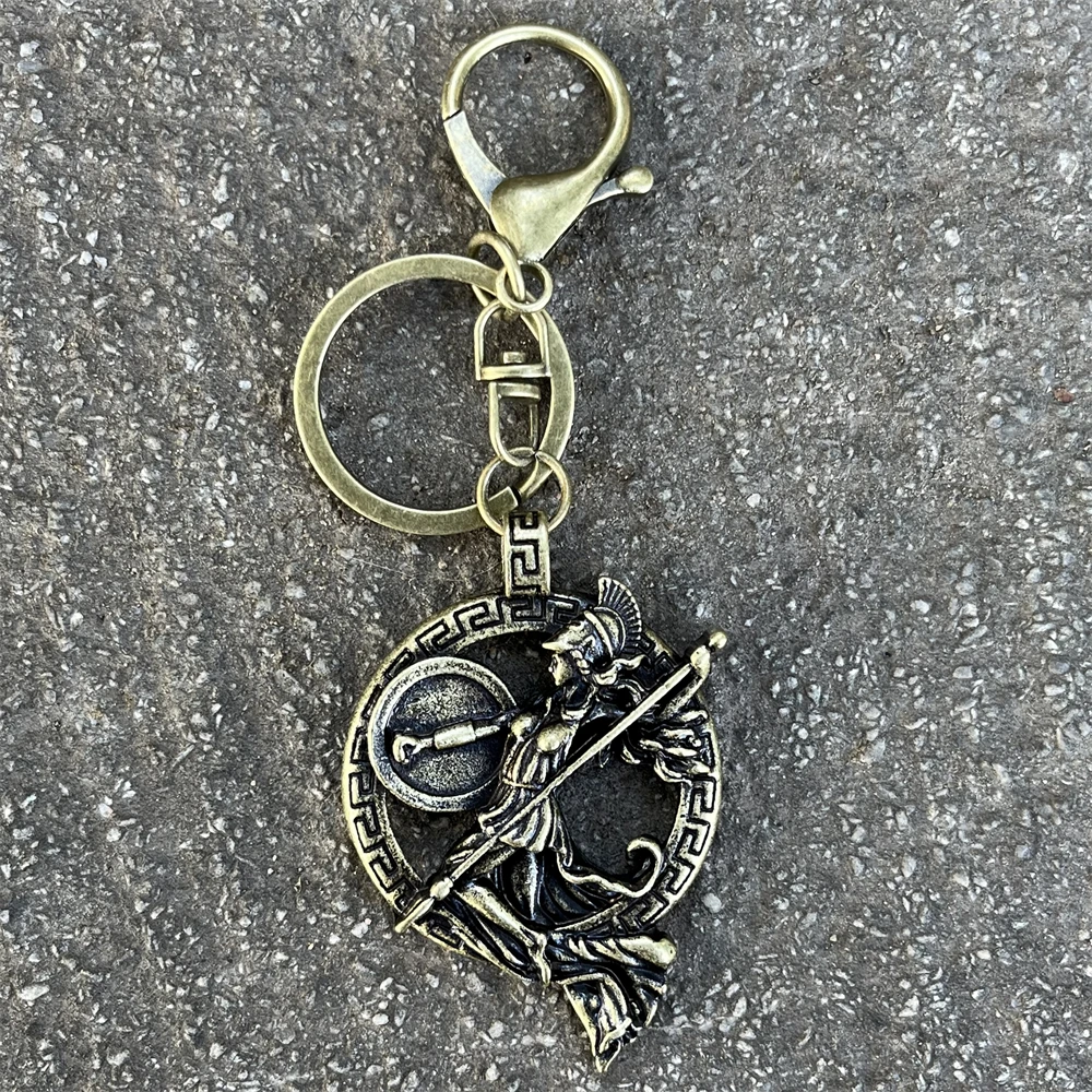 Nostalgia Greek Goddess Metal Keychain Mythology Minerva Athena Warrior Viking Key Accecories For Women Mothers Day Gift