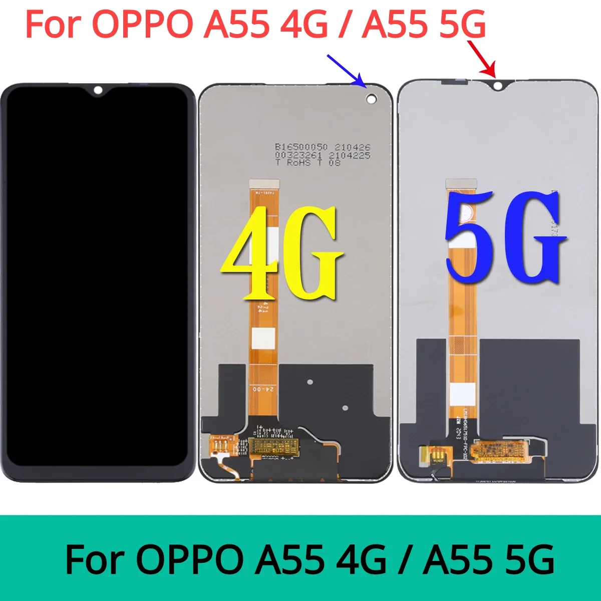 For OPPO A55 A55s CPH2309 CPH2325 PEMM00 PEMM20 PEMT00 PEMT20 LCD Display Touch Screen Digitizer Assembly 4G 5G Version