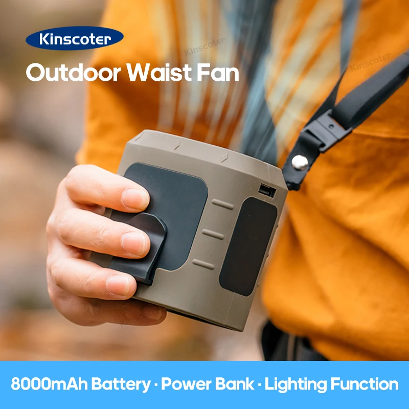 

KINSCOTER 8000mAh Waist Fan Portable Hanging Neck Fan USB Rechargeable Air Circulator For Camping Hiking Climbing Running Sports