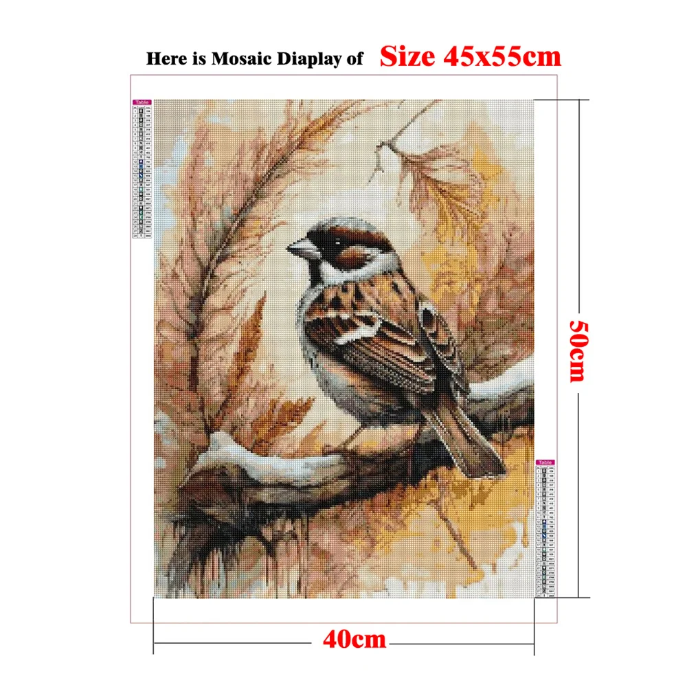 Eurasian Tree Sparrow DIY Diamond Painting Kits Full Round Mosaic Embroidery Nature Artwork Bird Wildlife Picture Room Decor