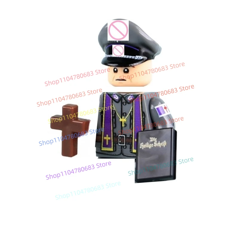 MOC New Military Building Block Doll Mini Doll World War II Priest Soldier Toy Gift Ornaments Collection