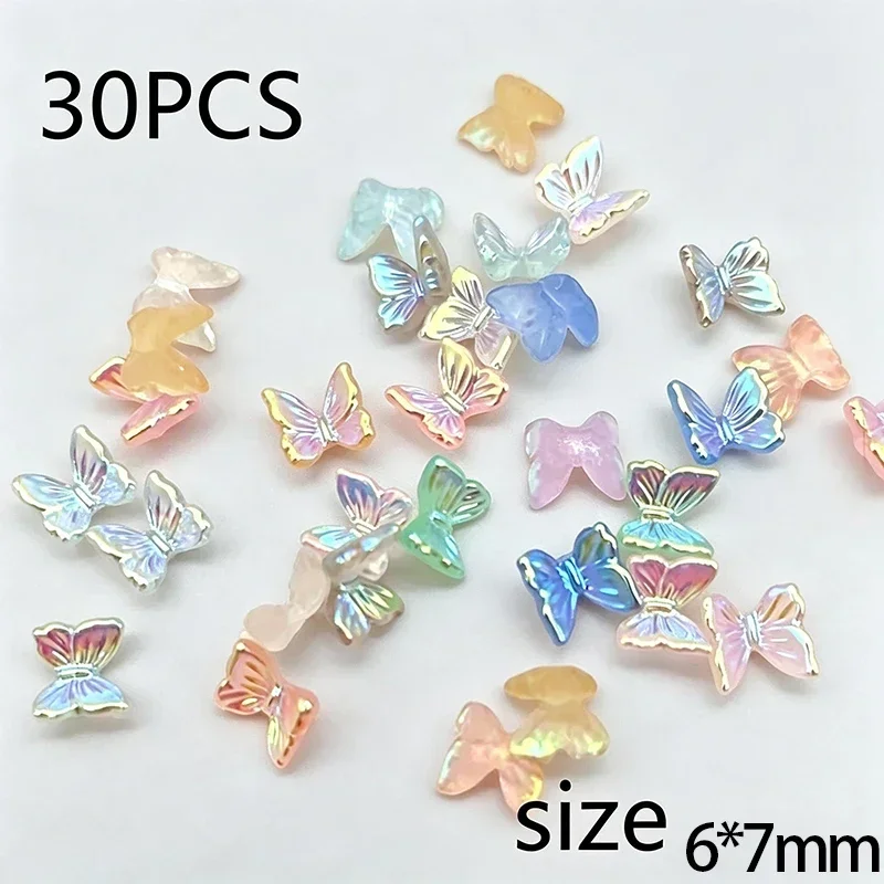 30 Stück Schmetterlings- und Schleifen-Nagelkunst-Accessoires für den Sommer – Band- und Schleifen-Nagelbogen-Charms als Dekorationen für Nagelkunst-Zubehör