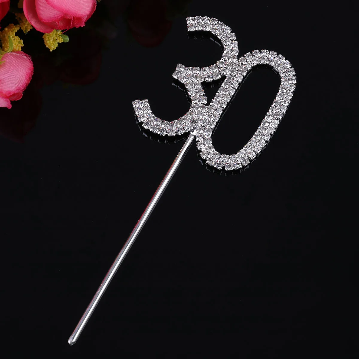 

30th Birthday Cake Topper Rhinestone Alloy Eco-Friendly Decoration for Wedding Anniversary Party Cupcake Toppers
