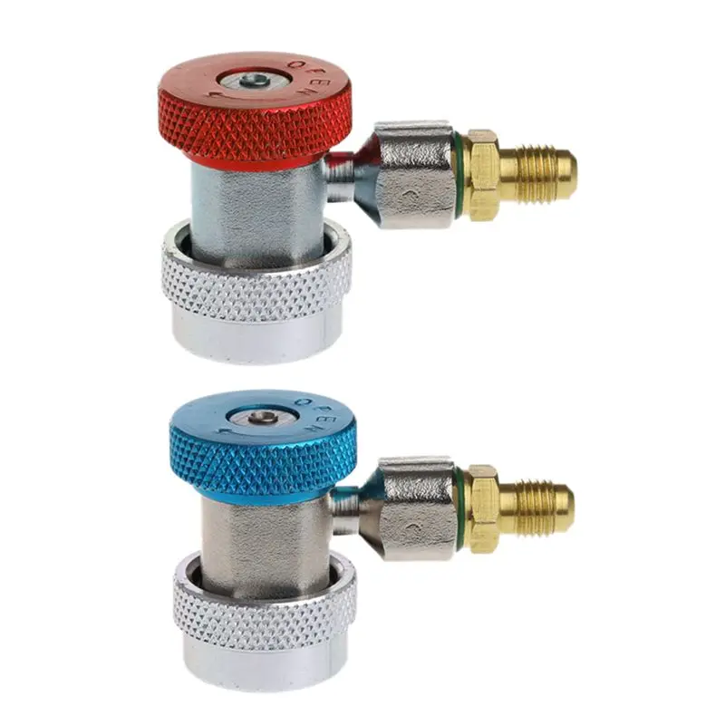 AB56-4Pcs Car Auto Freon R134A H/L Quick Coupler Adapters Air Conditioning Refrigerant Adjustable A/C Manifold Gauge
