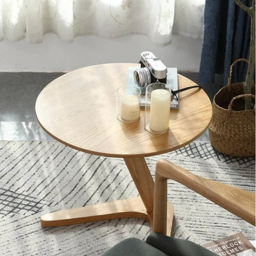 Factory custom modern simple style natural color oak Walnut coffee table living room solid wood  high quality image 5