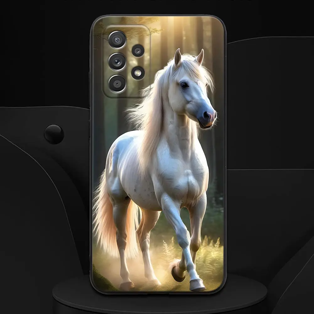Cavalo menina animal cavalos pretos caso para samsung galaxy a56 a55 a36 a26 a16 a54 a52 a72 a35 a34 a25 a21s a14 a06 capa de telefone macio