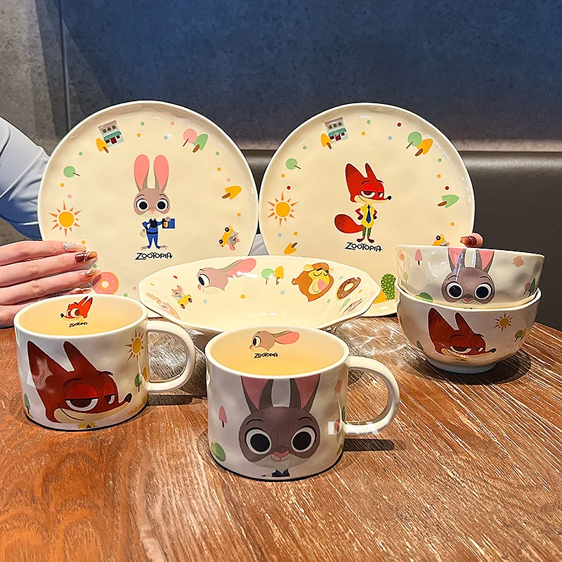 

New Disney Zootopia Cartoon Ceramic Tableware Judy Cute Plate Nick Home Rice Bowl Couple Mug Birthday Surprise Gift