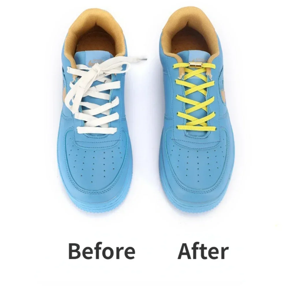 New Elastic No Tie Shoelaces Metal Lock Shoe Laces Without Ties Elastic Laces Sneaker Kids Adult 6MM Flat Shoelace for Shoes