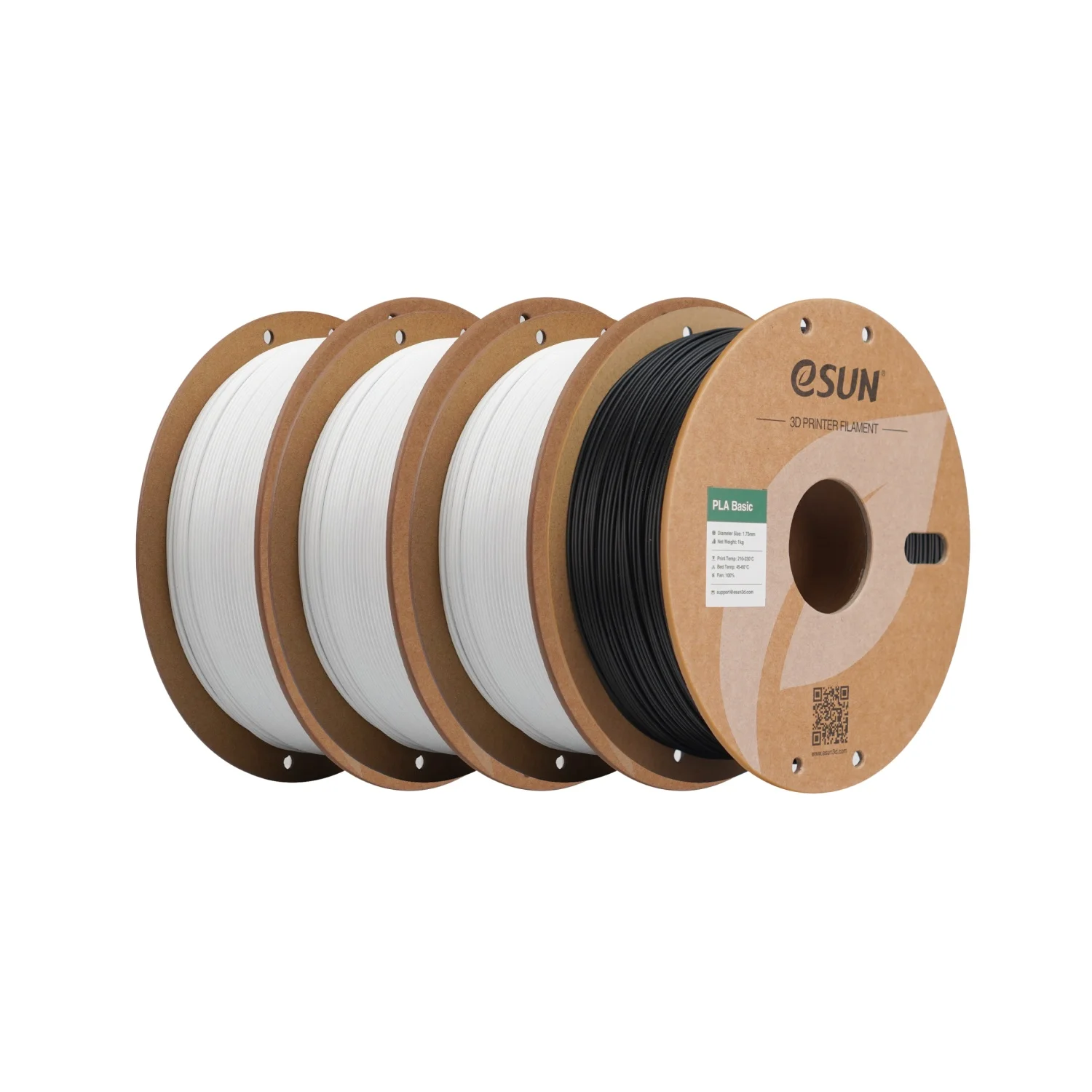 eSUN PLA Basic 2-4kg 3D-Filamente 1kg/Rolle 1,75mm Schwarz & Weiß & Grau 3 Bestseller Grundfarben Hochgeschwindigkeits-Qualität Preiswertes 3D-Material für FDM-Drucker
