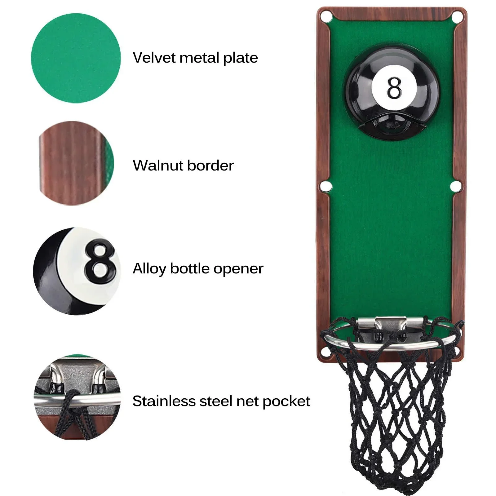 Multifunctional Wall Mounted Beer Opener Household Billiards Shape Magnetic Bottle Opener Home Tool for Kitchen Beer Lovers Gift