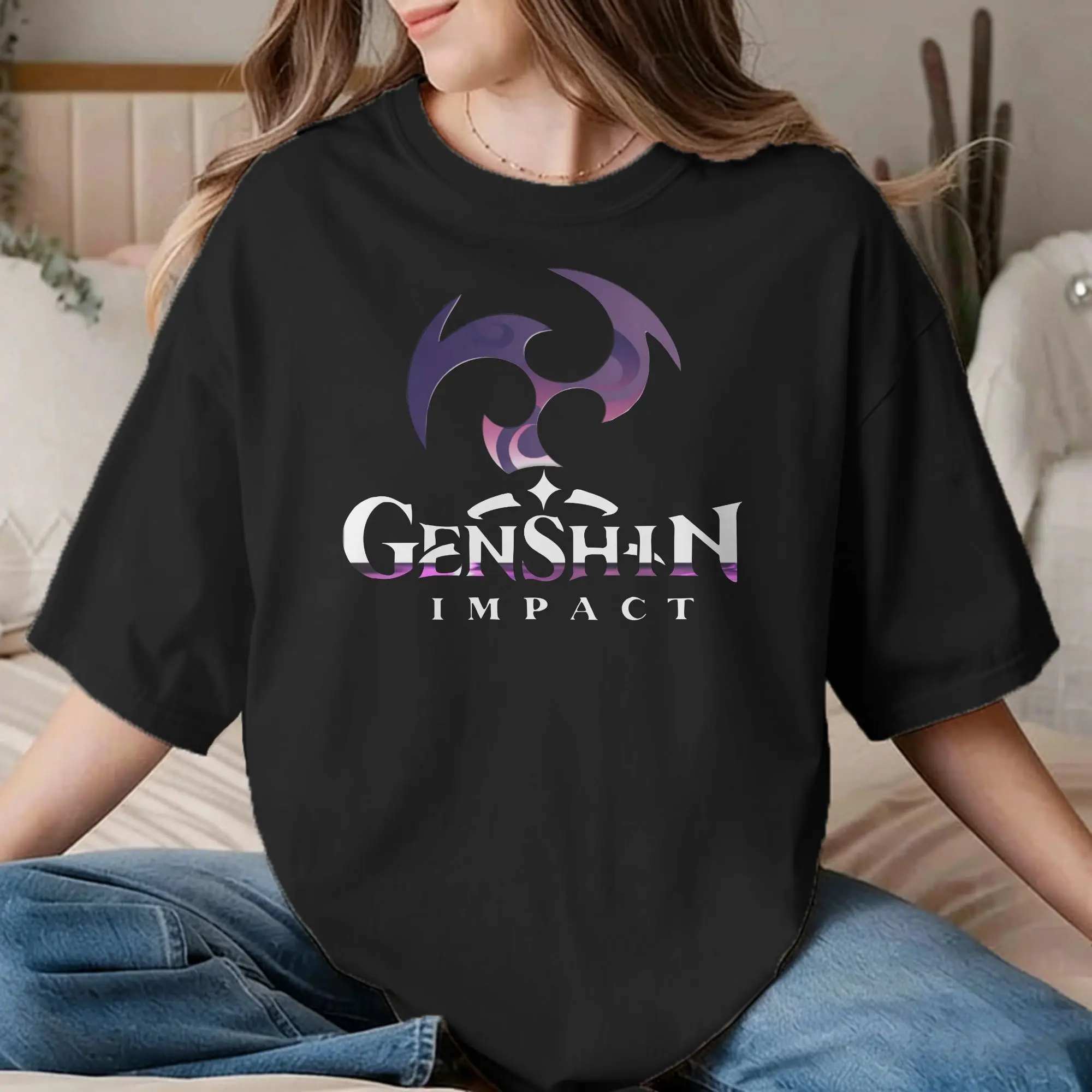 Men Women T-Shirt Genshin Impact Gameplay Classic Novelty Cotton Tees Short Sleeve  T Shirts Crewneck Clothing Graphic Printed