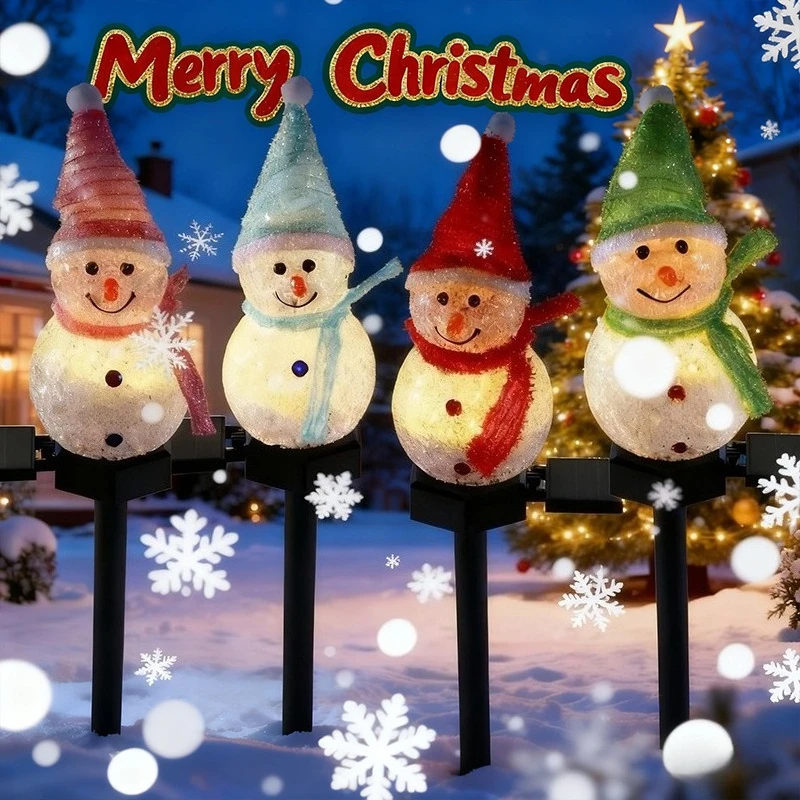 عيد الميلاد LED ثلج الشمسية مصباح حديقة في الهواء الطلق ضوء أرضي تعمل بالطاقة الشمسية عيد الميلاد مسار أضواء ل 2026 ديكورات للباحة الجديدة