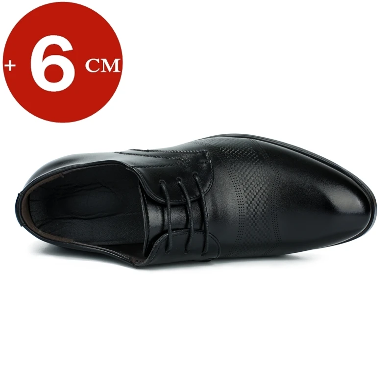 Casual Business Leather Shoes Men Elevator Formal Shoes Height Increase Insole 6CM British Office Black Fashion Leisure Oxfords