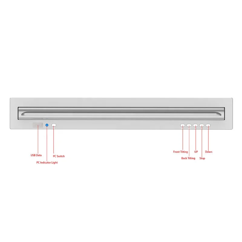 Brush Aluminum Ultra Conference System Retractable Hidden Desk monit lift 18.5 /21.5 inch Computer Motorized LCD monit lift