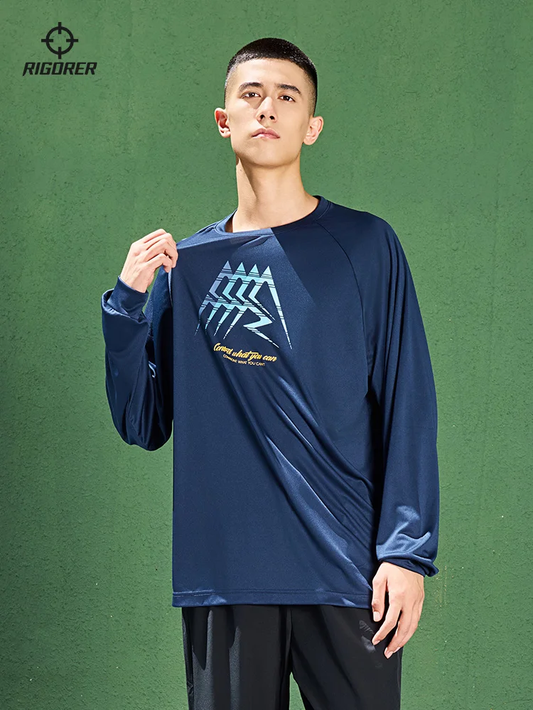 

RIGORER mens long sleeve tee shirts T-shirt Men's New Loose Sports Shooting Crewneck In Autumn Breathable O-neck Loose Tops