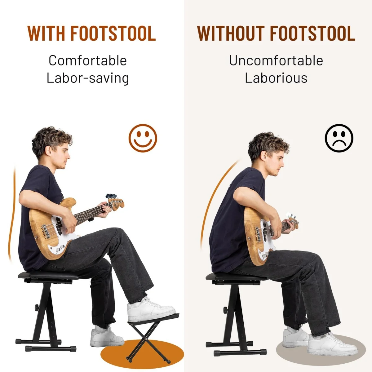 Support Réglable Musique Support Pied Guitare Classique - Repose-pied Réglable Professionnel - Noir Pour Pratique Et Concert Support Réglable Hauteur