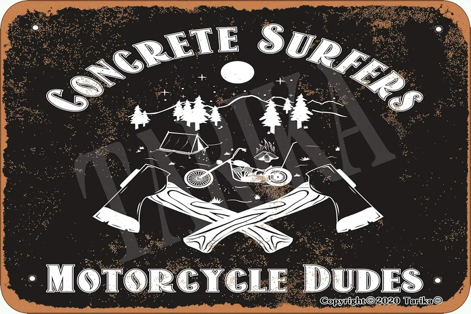 BIGYAK Concrete Surfers Motorcycle Dudes Retro Look 8X12 Inch Tin Decoration Art Sign for Home Funny Wall Decor