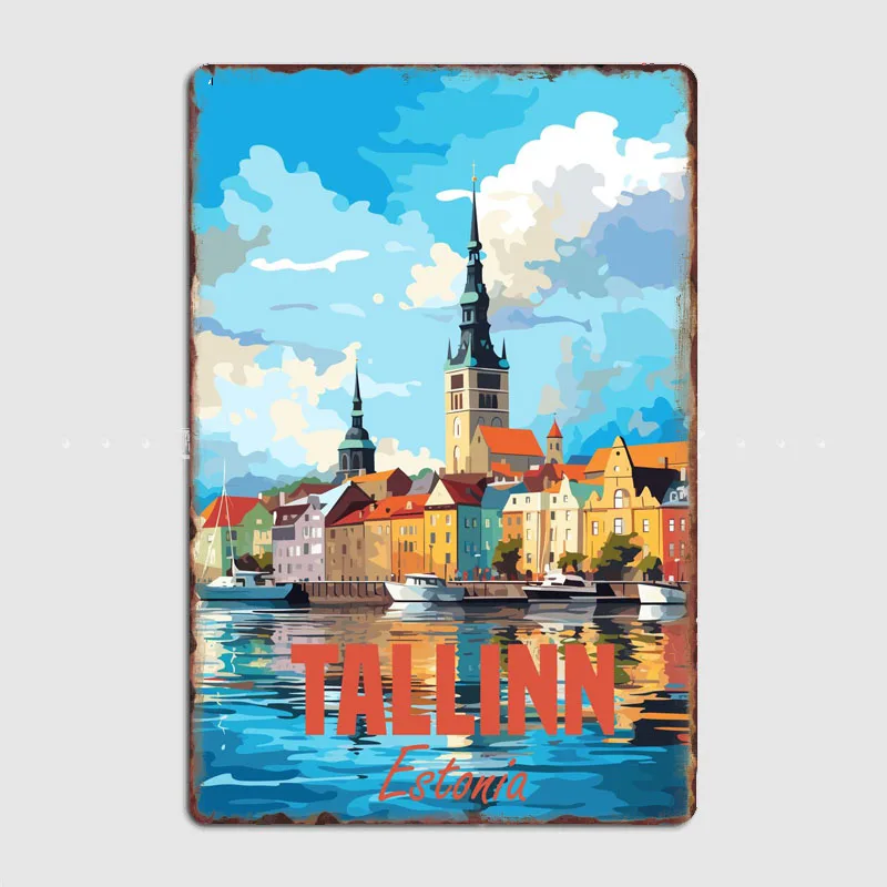 ВИНТАЖНЫЙ ПЛАКАТ в стиле Таллин, Эстония, для путешествий, Настенный декор для кухни, декор для гаража, жестяной Декор для дома ВИНТАЖНЫЙ ПЛАКАТ в стиле Таллин, Эстония, для путешествий, Настенный декор для кухни, декор для гаража, жестяной Декор для дома
