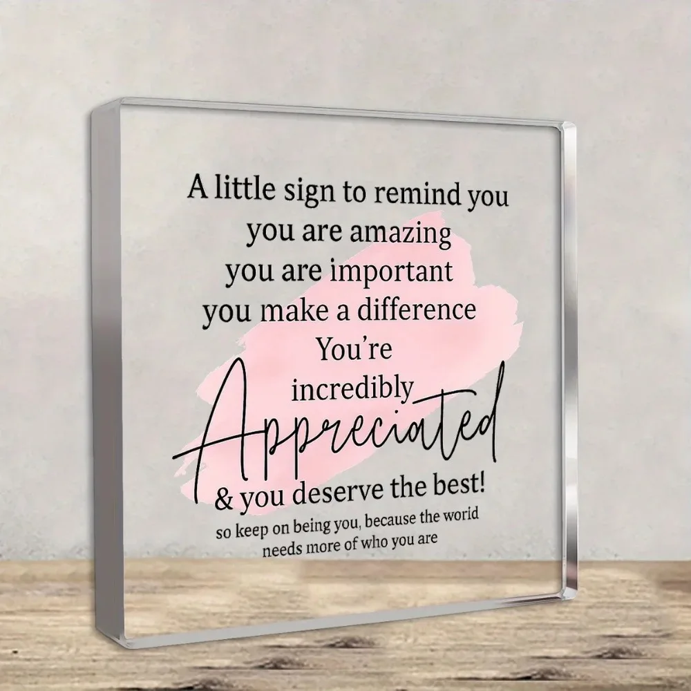 CIFBUY Crystal Acrylic Desktop Ornament Inspirational 2D Flat Desktop Decoration for Women Home Office Bedroom Decor Gift