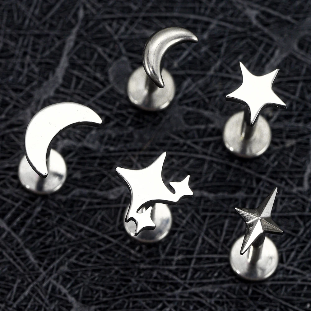 Implantatgeeigneter ASTM F136 Titan 16G Labret Ohr-Lippen-Piercing Nasenstecker, eloxierter Schmuck, innenliegendes Gewinde, für Knorpel und Tragus – Detail 3