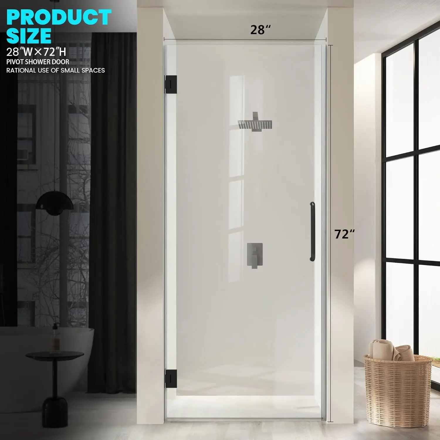 hroom Hinged Shower Glass Door - 28