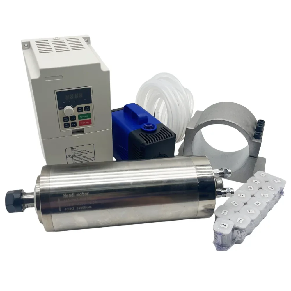 JGD-100A-3.0KW Water Cooled Spindle Kit 100mm 3KW Spindle Motor Inverter/VFD Engraving Machines 100mm Clamp 13pcs ER20 Collets