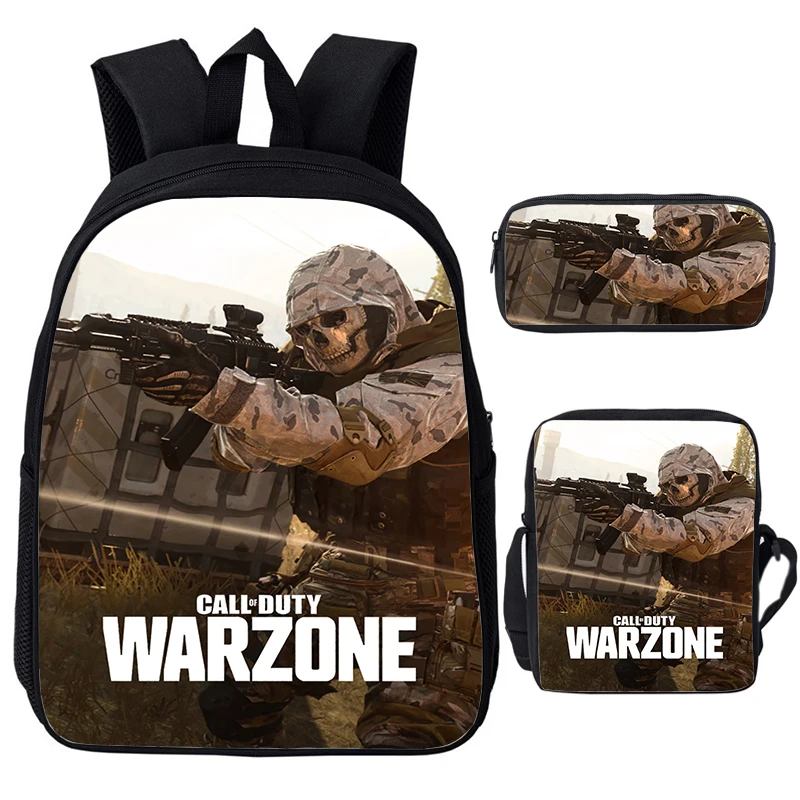 3pcs Set Call Of Duty Warzone Print Backpack For Boys Girl Softback Schoolbag Student Large Capacity Bookbag Men Laptop Backpack