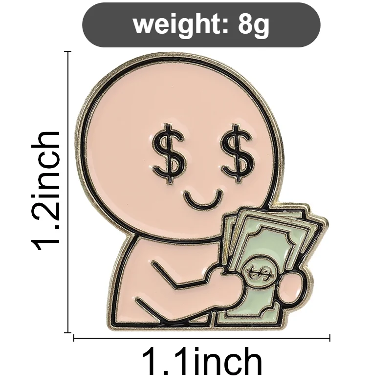 Cute Money Lover Enamel Pin Pink Cartoon Character with Dollar Eyes and Cash Design Funny Brooch for Money Enthusiasts Daily Wea